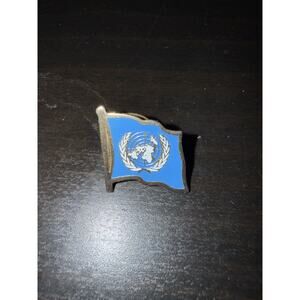 1970s United Nations Flag Lapel Enamel And Gold Tone Pin